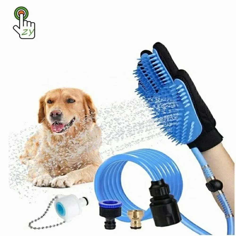 3 in 1 Glove Set for Pets Brush Shower Spray Hair remover Glove, Dog & Cat Groom
